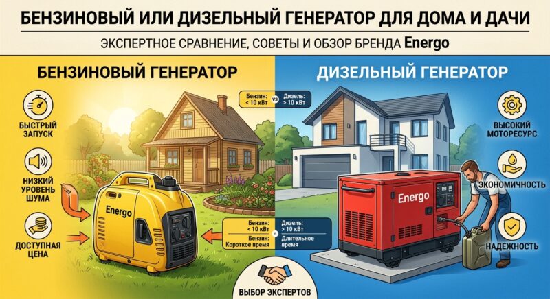 какой генератор Энерго выбрать для дома и дачи